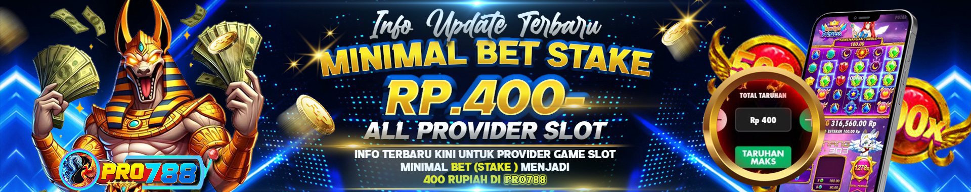 Pro788 Adalah Situs Resmi Slot Online Terpercaya, Dengan Minimal Bet 400 All Provider Slot
